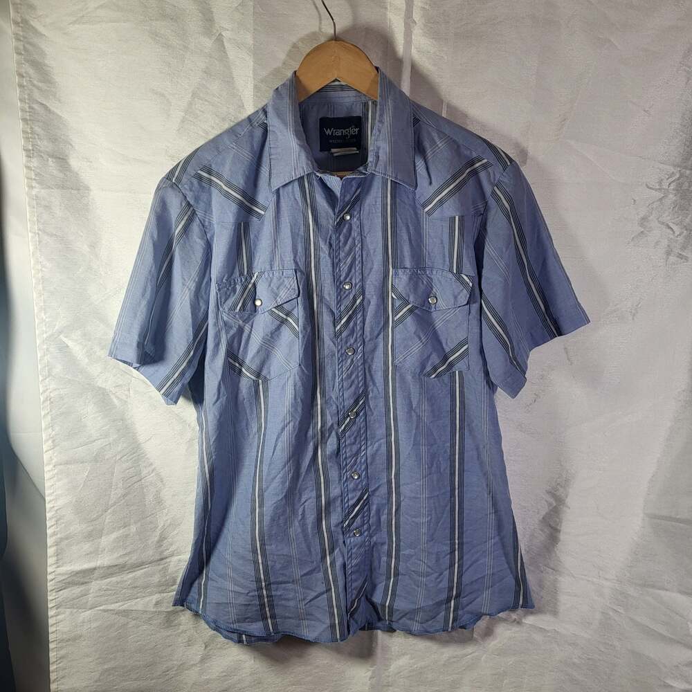 Wrangler Vintage. Short Sleeve Striped Western Pearl Snap Shirt